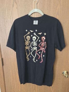 Comfort Colors Black Tee with Dancing Skeleton Trio Graphic